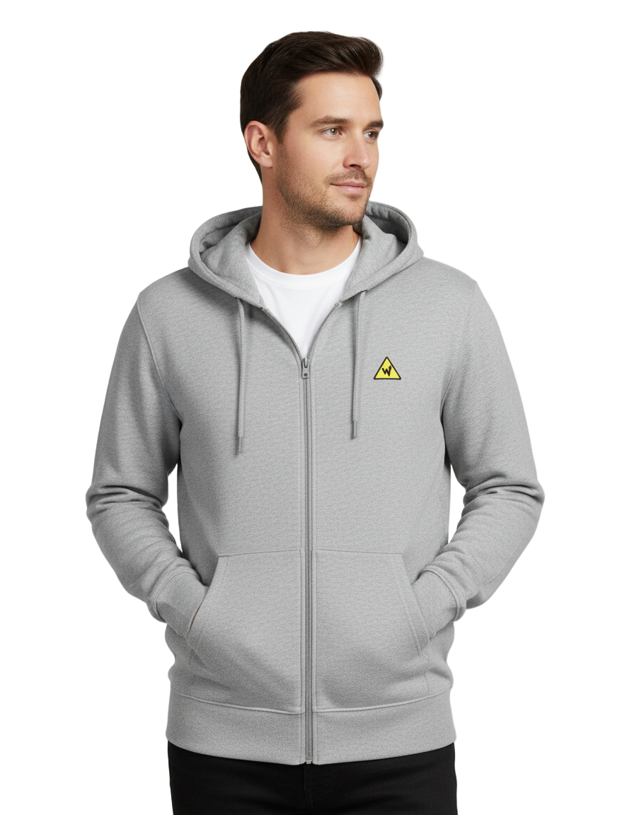 WESLEY CAUTION LOGO COMFORT ZIP HOODIE